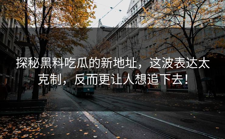 探秘黑料吃瓜的新地址，这波表达太克制，反而更让人想追下去！