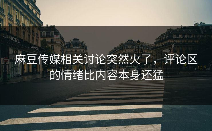 麻豆传媒相关讨论突然火了，评论区的情绪比内容本身还猛